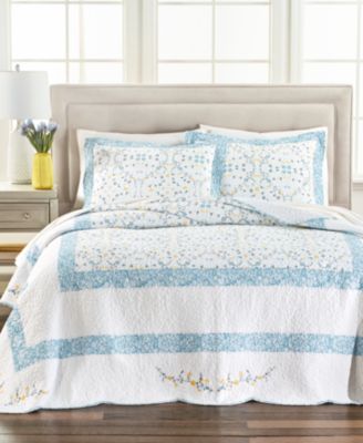 Martha Stewart Collection - Floral Scallop Vine 100% Cotton Bedspread, King, Created For Macy's