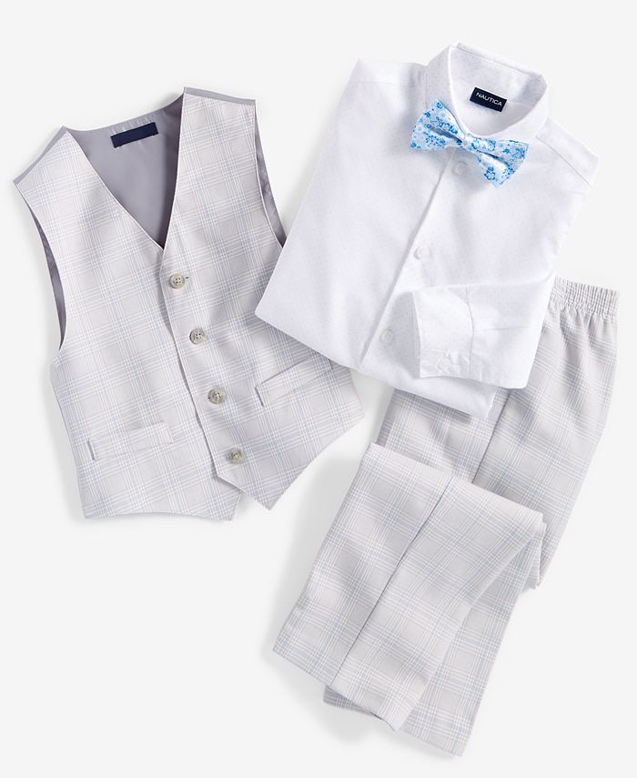 Nautica Little Boys 4Pc. Tinted Windowpane Vest Set Macy's