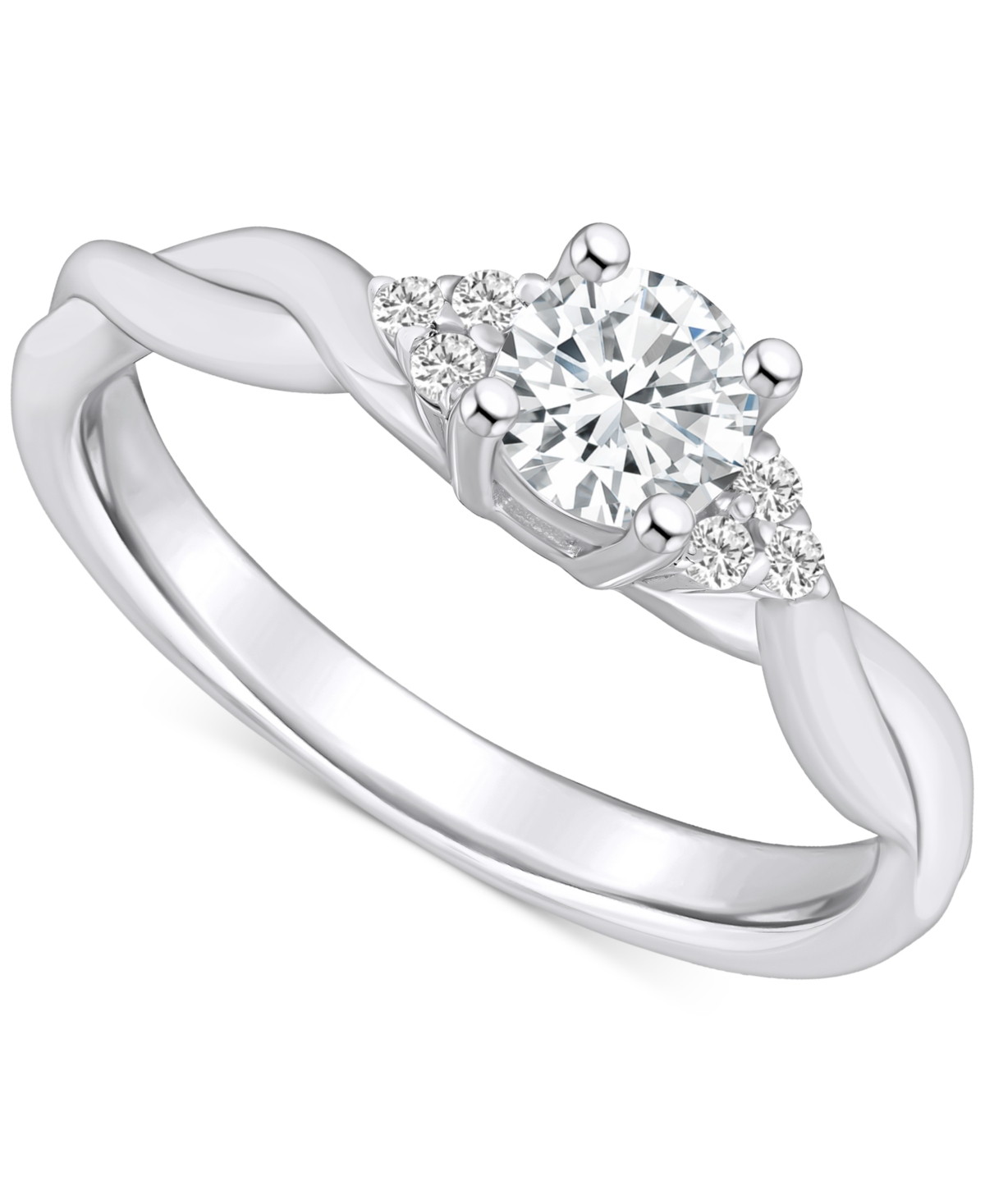 Macy's Diamond Twist Engagement Ring (1/2 Ct. T.w.) In 14k White, Yellow Or Rose Gold In White Gold