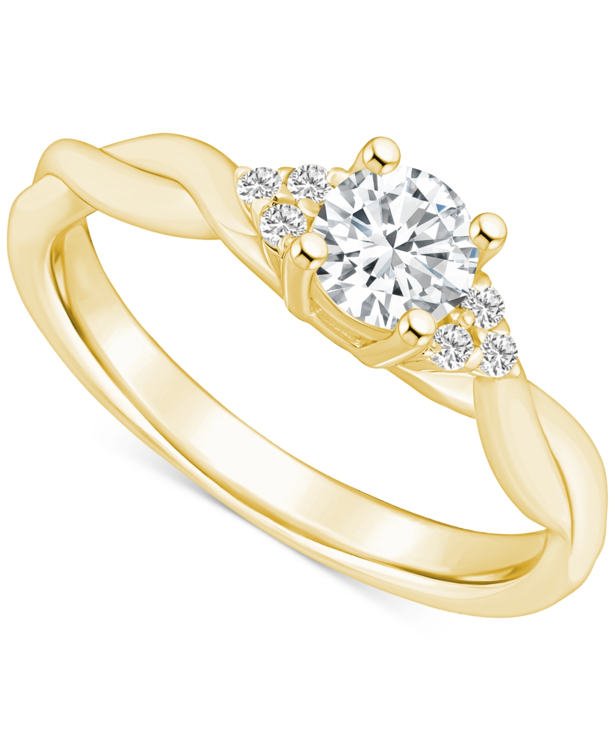 Macy's Diamond Twist Engagement Ring (1/2 Ct. T.w.) In 14k White, Yellow Or Rose Gold In Yellow Gold
