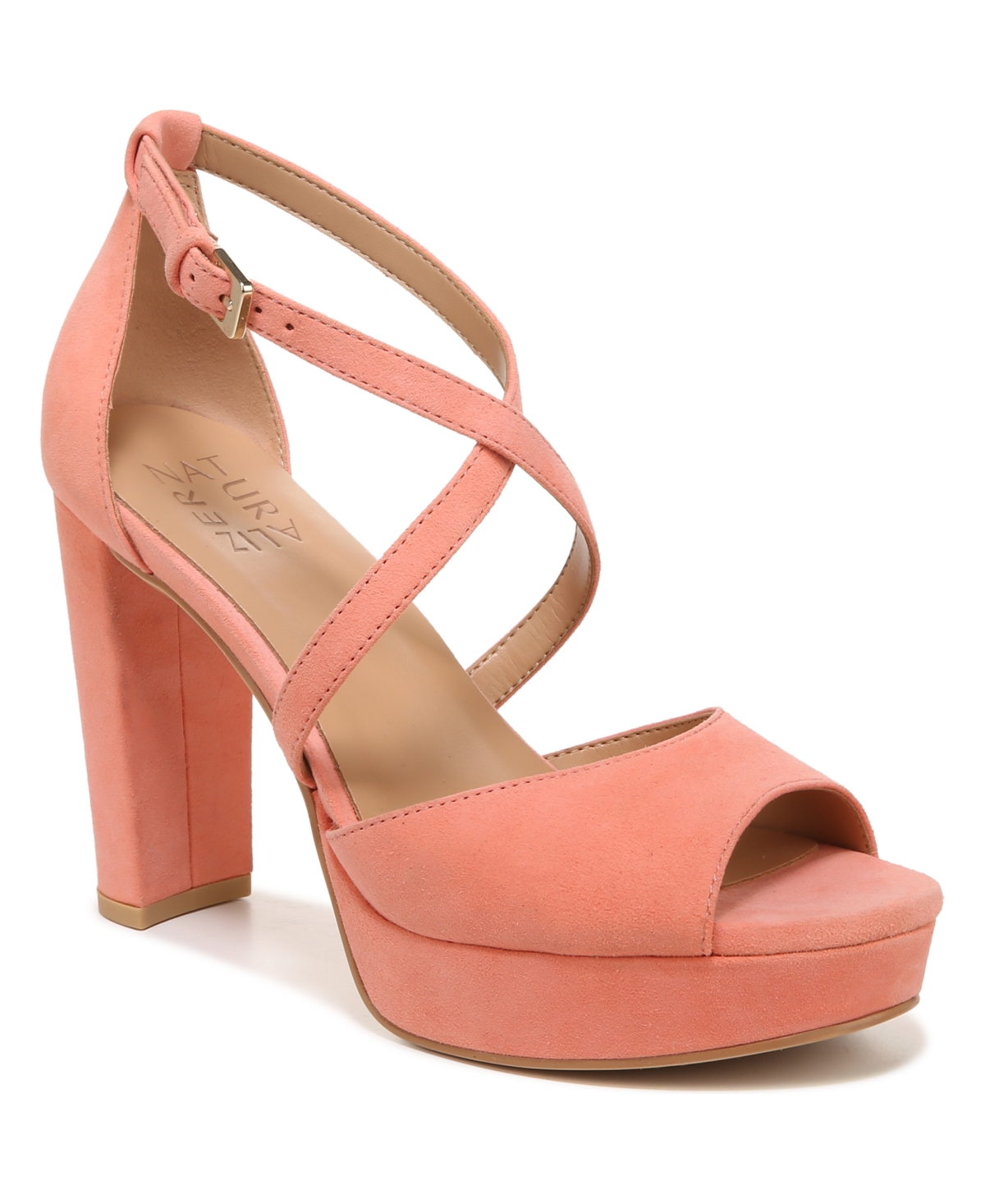 Naturalizer Melody Platform Sandal In Coral Orange Suede