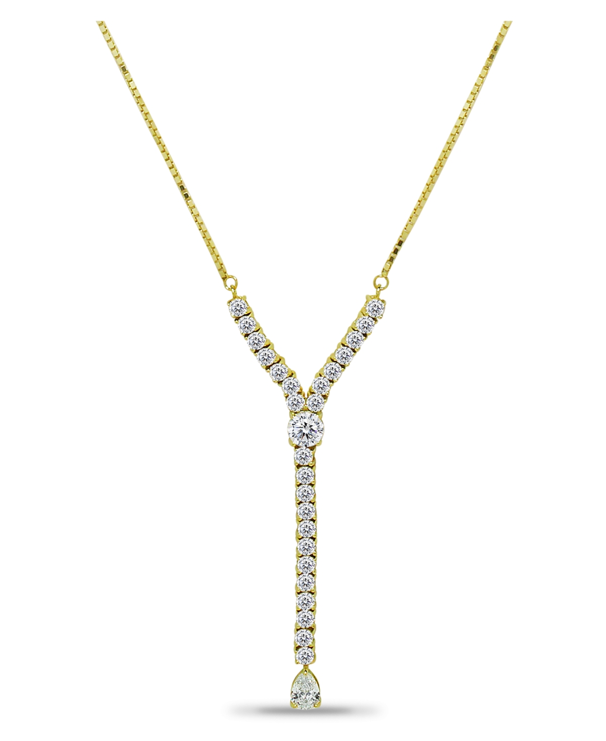 Macy's Round Pear Linear Y Adjustable Necklace (7 ct. t.w.) in 18K Sterling Silver or Sterling Silver