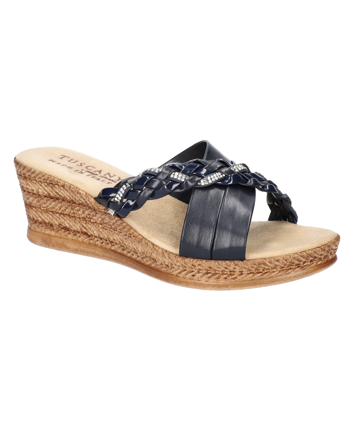 Easy Street Women's Bellefleur Slip-on Wedge Sandals In Navy