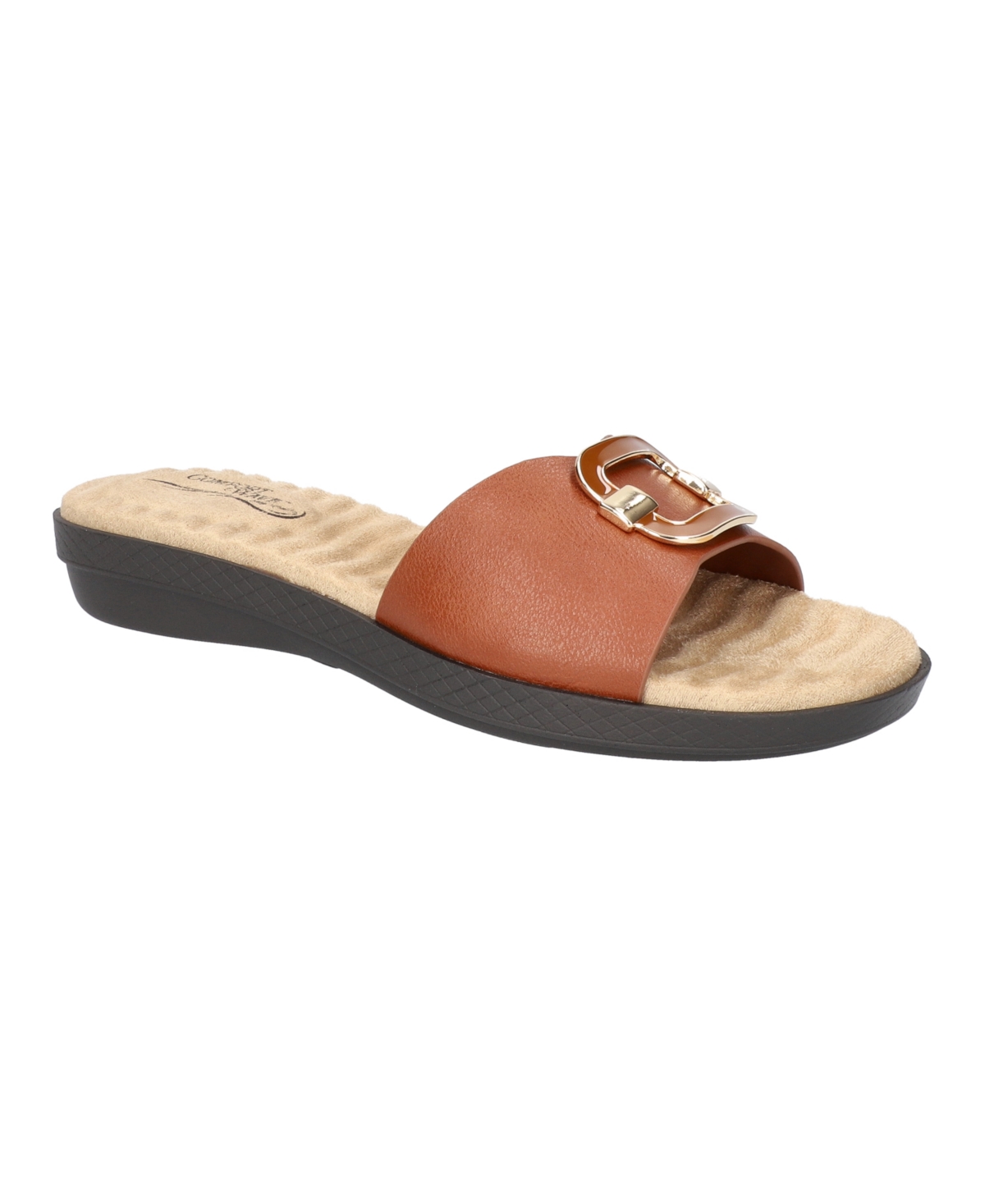 Easy Street Women's Sunshine Comfort Slide Sandals In Cognac