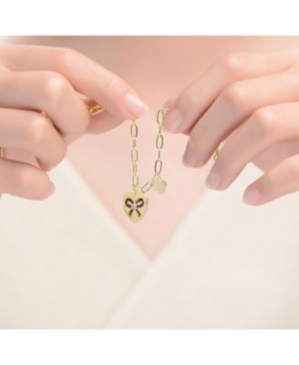 Kids/Teens Sterling Silver Heart Paper Clip Chain Bracelet