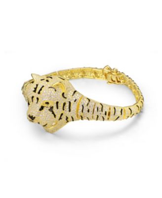 Women's 14K Gold Plated Cubic Zirconia Leopard Bangle Bracelet