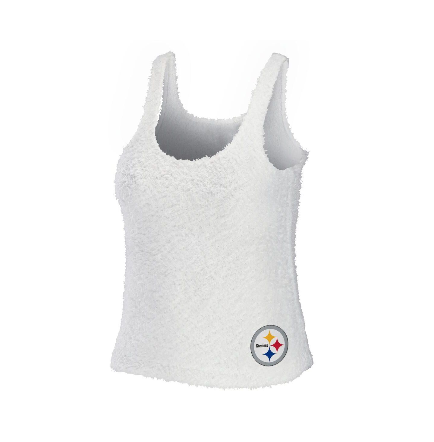 Женские комплекты WEAR by Erin Andrews Cream Pittsburgh Steelers Cozy Scoop Neck Tank Top Pants Sleep Set — фото 2