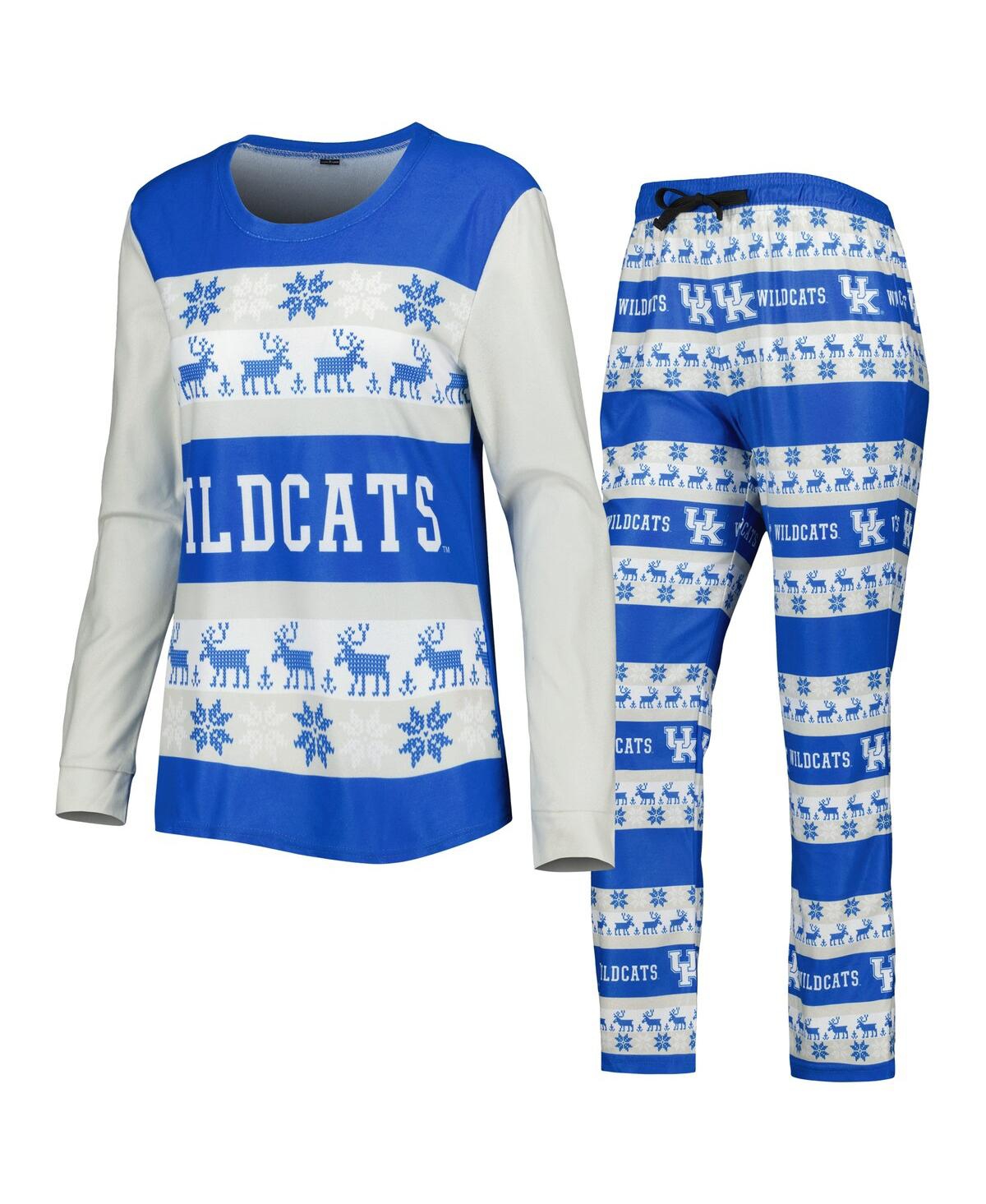 Women's Foco Royal Kentucky Wildcats Ugly Long Sleeve T-shirt and Pajama Pants Sleep Set - Royal