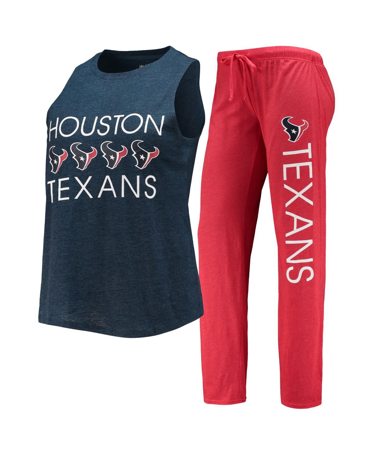 Women's Concepts Sport Red, Navy Houston Texans Muscle Tank Top and Pants Sleep Set - Red, Navy