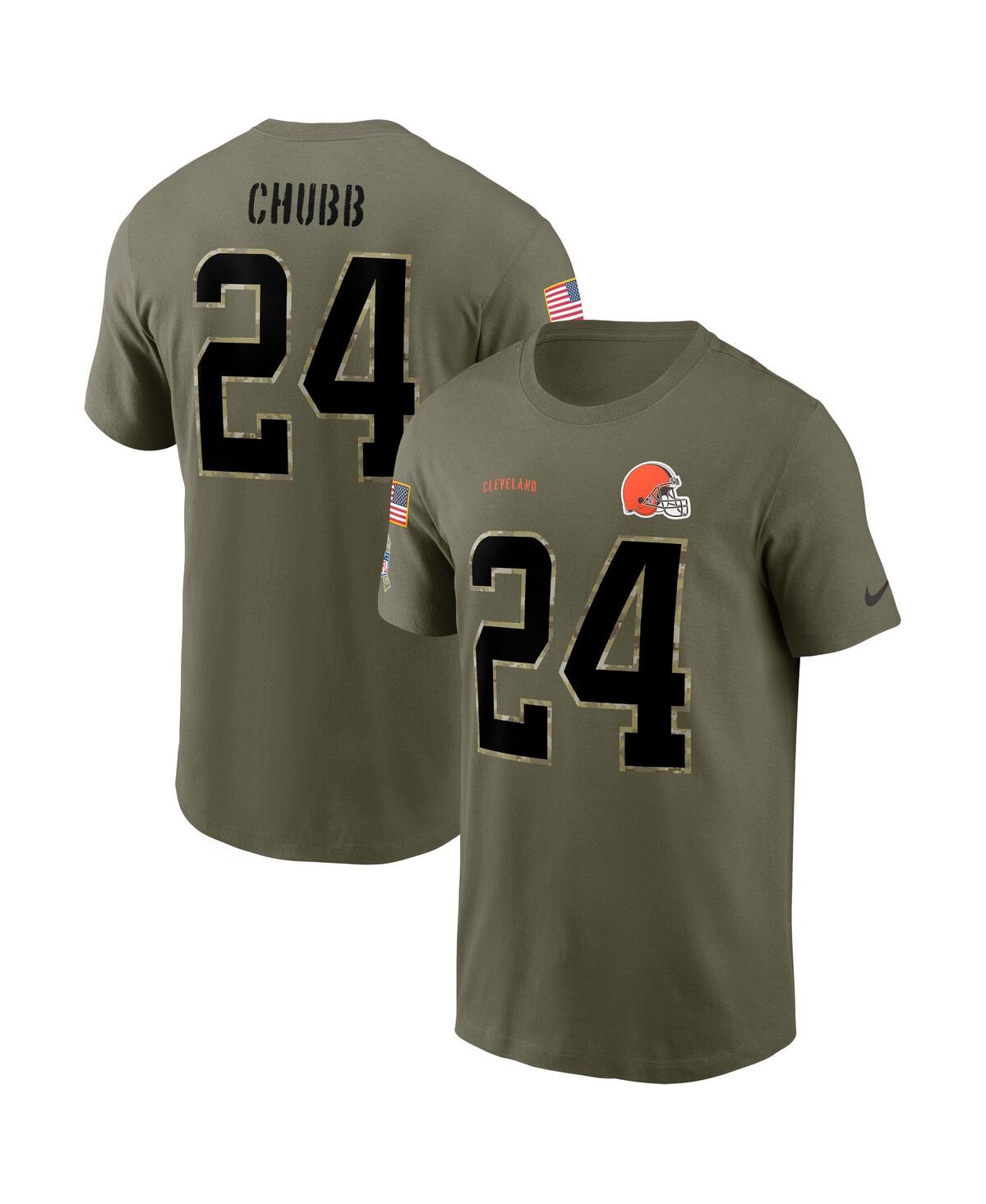 Men's Nike Nick Chubb Olive Cleveland Browns 2022 Salute To Service Name Number T-shirt
