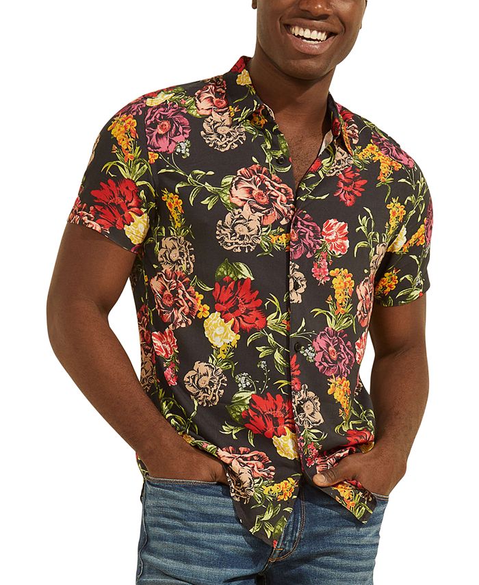 GUESS Men's Electric Floral Print Shirt - Macy's