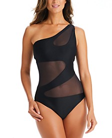 Natural Beauty Cutout One-Shoulder One-Piece Swimsuit, Created for Macy's