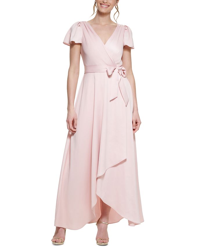 DKNY Women's Crepe-Back Satin Flutter-Sleeve Dress & Reviews - Dresses ...
