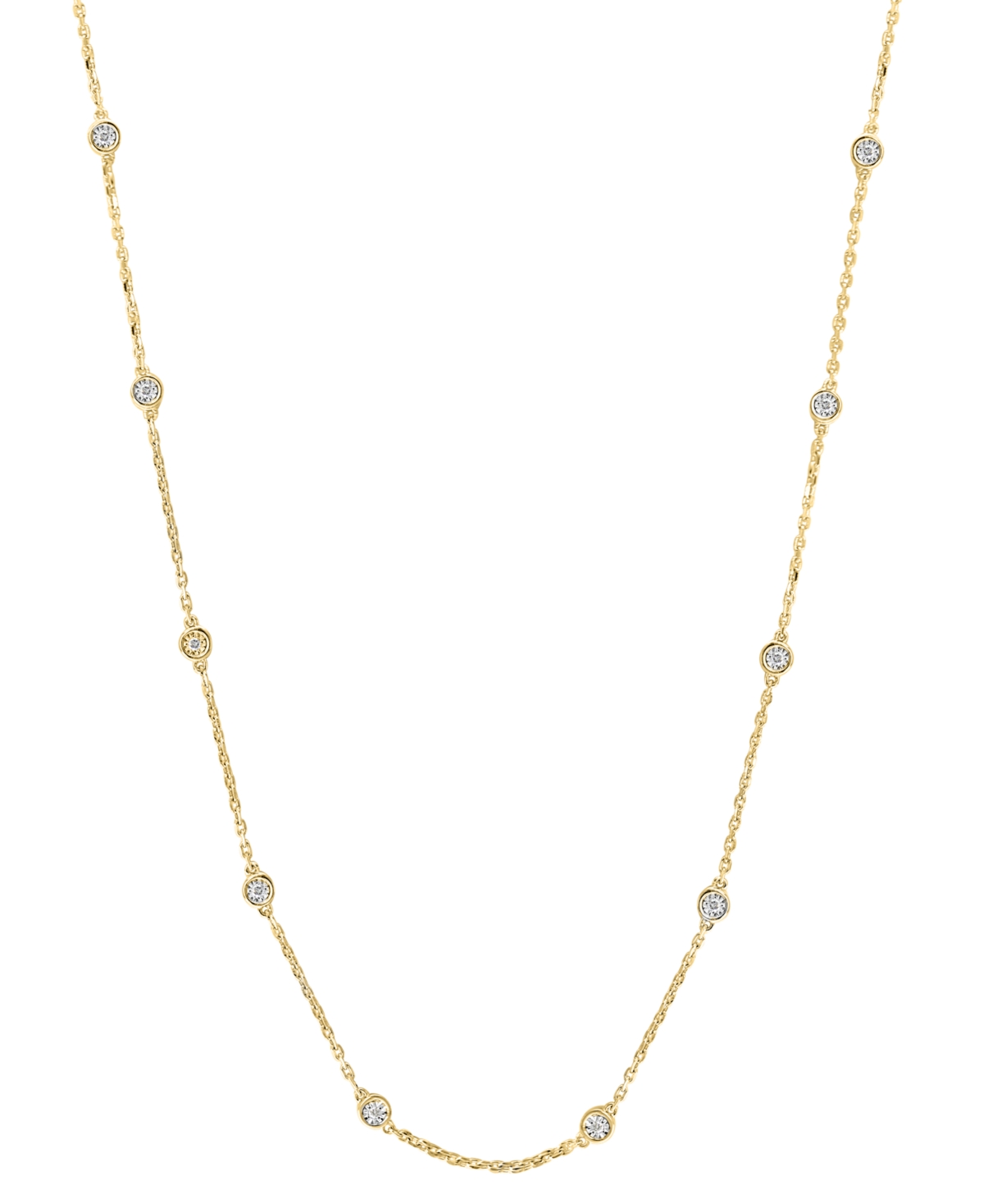 Effy Collection Effy Diamond Bezel 18" Station Necklace (1/4 Ct. T.w.) In 14k Gold-plated Sterling Silver