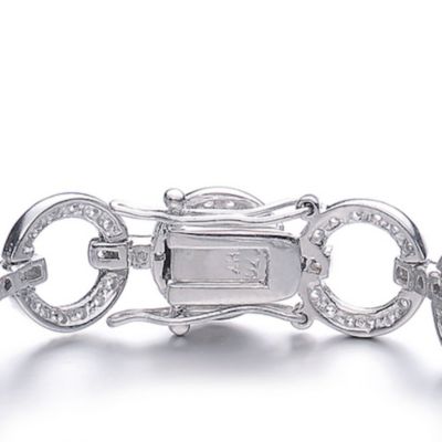 Sterling Silver Cubic Zirconia Circle Link Bracelet