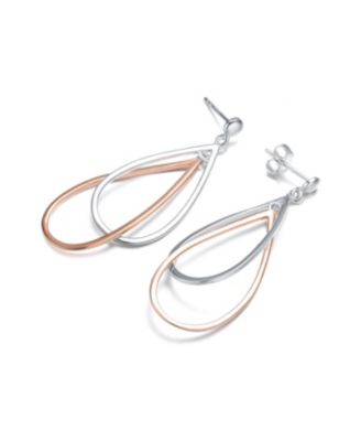 Classy Sterling Silver Two-Tone Pear Dangling Earrings