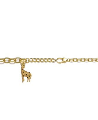Women's 14K Gold Plated Fancy CZ Giraffe Dangle Charm Bracelet
