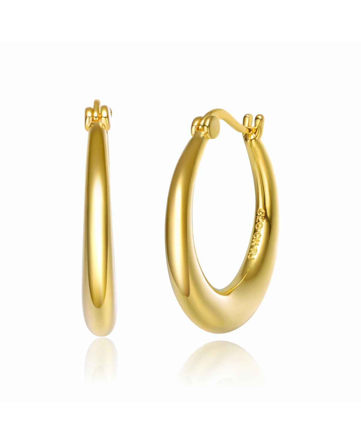 14K Gold Plated Large Hoop Earrings - Gold