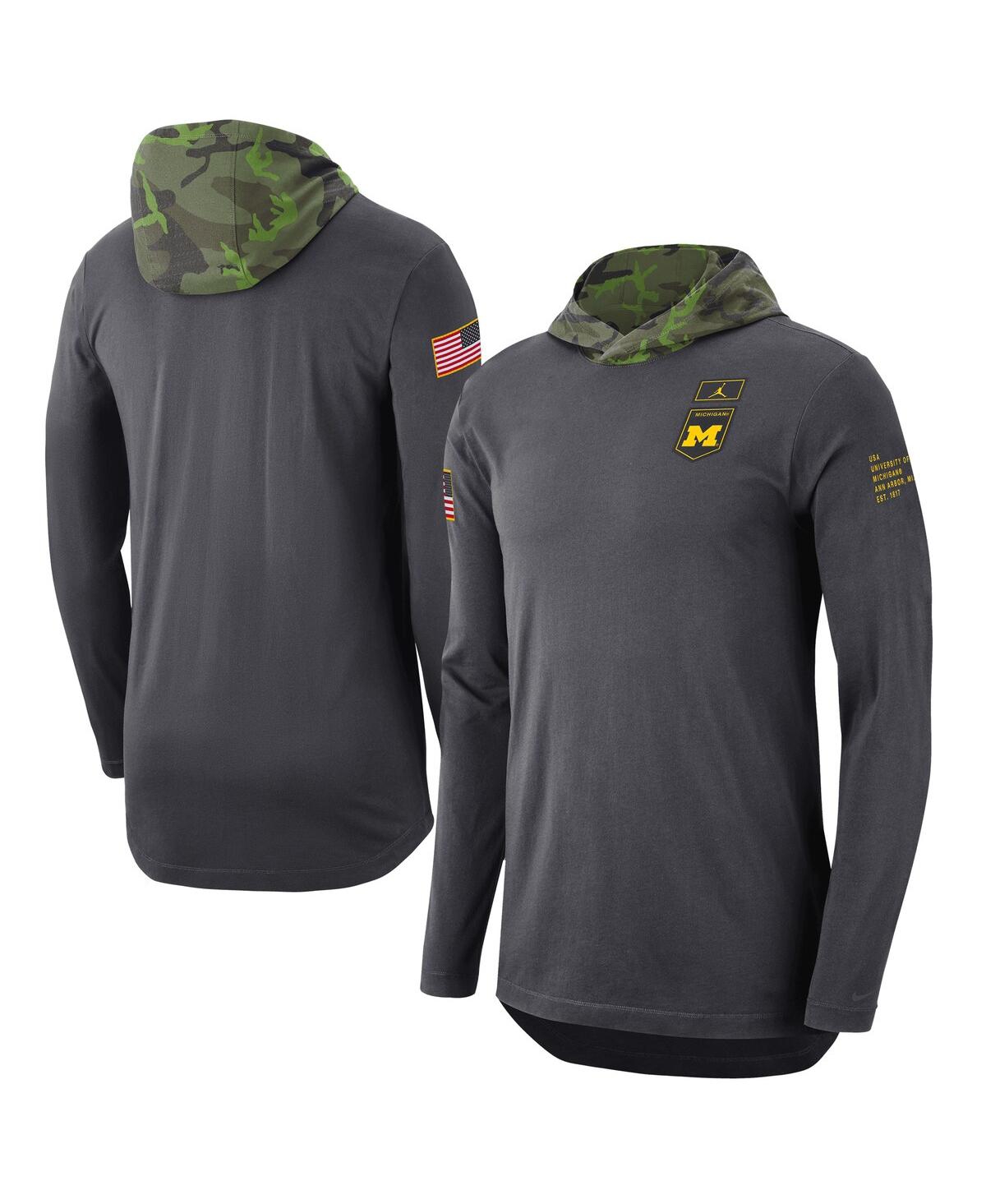 Jordan Men's  Anthracite Michigan Wolverines Military-inspired Long Sleeve Hoodie T-shirt