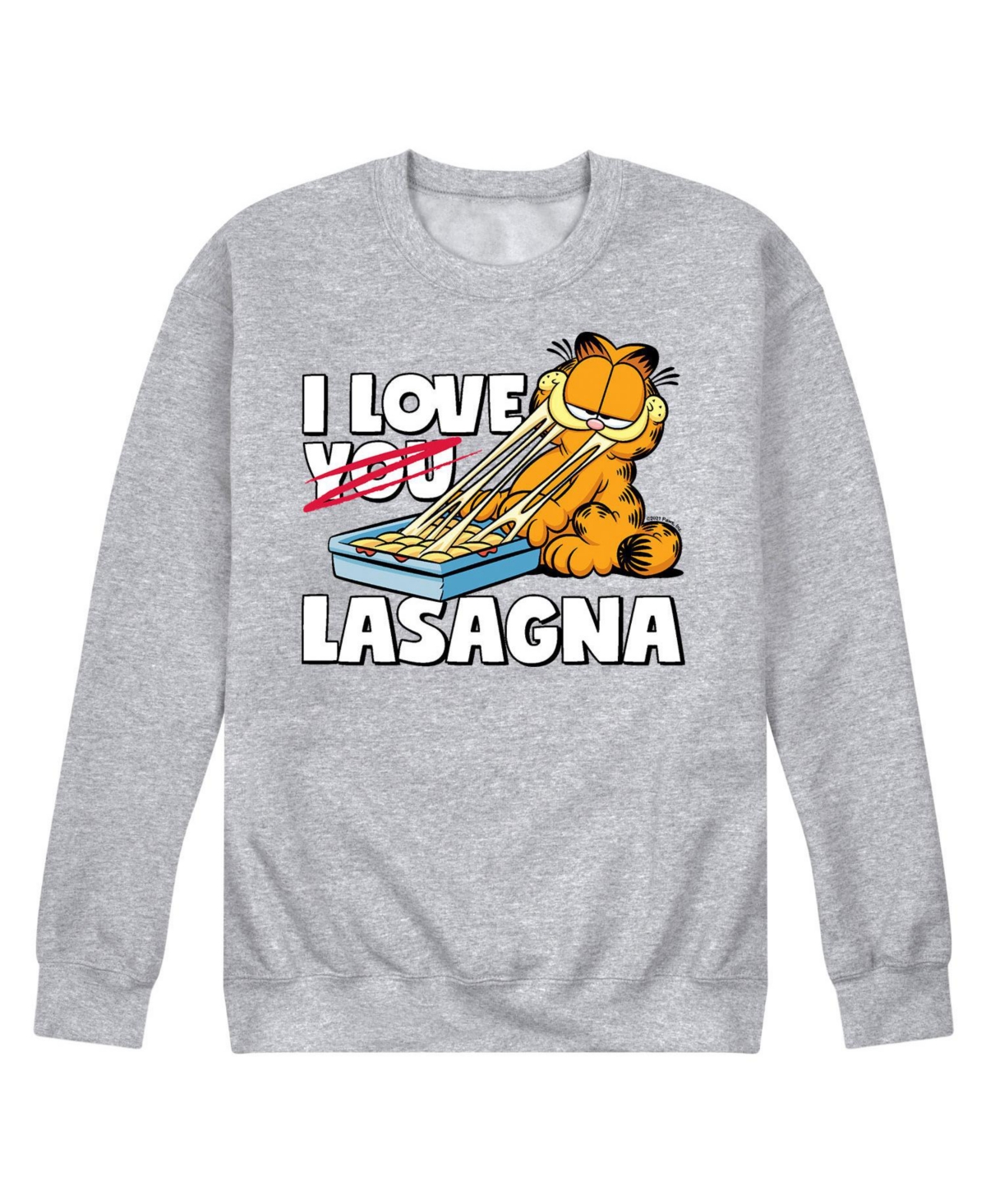 Airwaves Men's Garfield Love Lasagna Fleece Sweatshirt In Gray