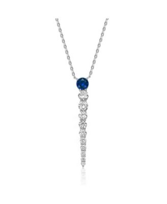 14k Yellow Gold Plated with Green &  Cubic Zirconia Icicle Journey Pendant Layering Necklace in Sterling Silver
