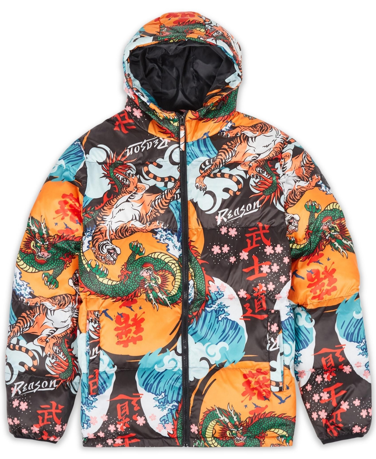 Reason Men's Dragon Puffer Jacket In Multi