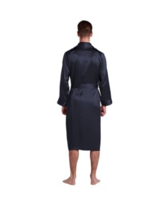 Men's Lapel Collar Long Silk Robe For Men