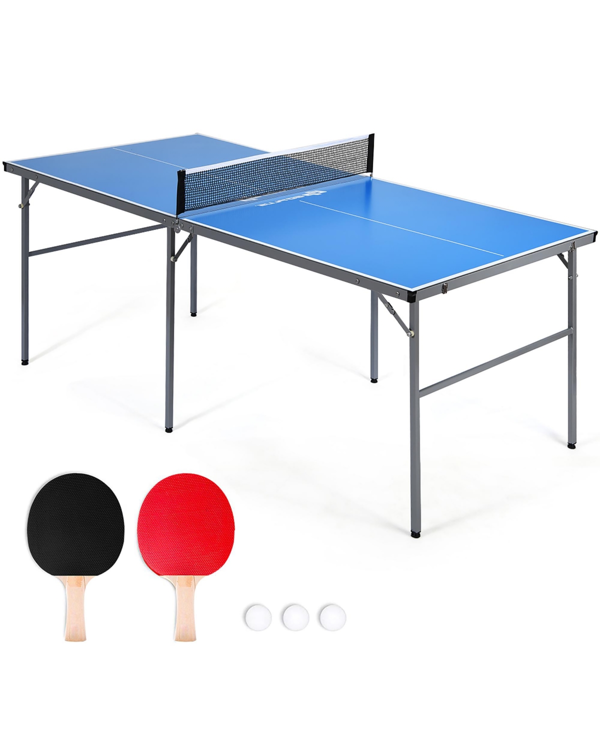 6 x3 Portable Tennis Ping Pong Folding Table w/Accessories - Blue