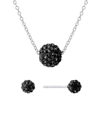 Gianni Bernini 2-Piece Clear Crystal Pave Ball Stud Necklace Set (1.2 ct. t.w.) in Sterling Silver