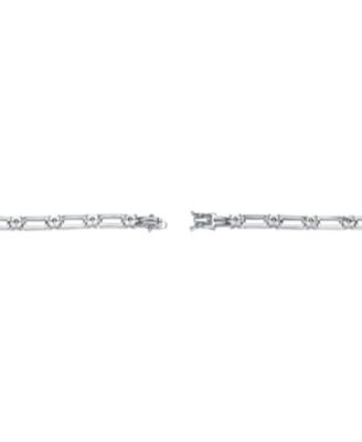 Sterling Silver with White Cubic Zirconia Flower Design Bracelet