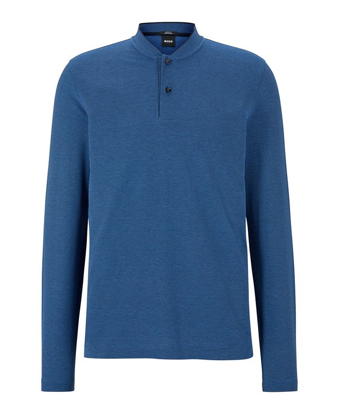 Hugo Boss Men's Mercerised Cotton Slim-Fit Collarless Polo Shirt - Macy's
