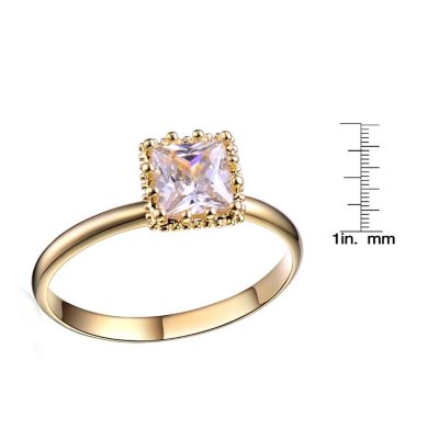 Sterling Silver White Cubic Zirconia Gold Plating Clear Ring