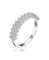 Genevive Sterling Silver Rhodium Plated and Cubic Zirconia Band Ring - Clear