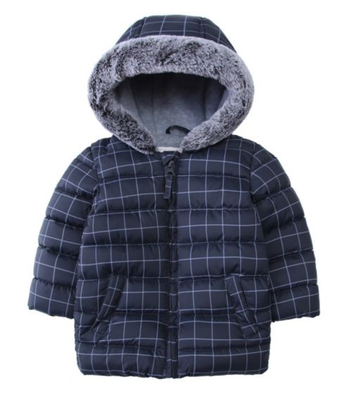 Куртка Rokka&Rolla Fleece Hooded Puffer Jacket для мальчиков-малышей, цвет: Серый / Белый клетчатый