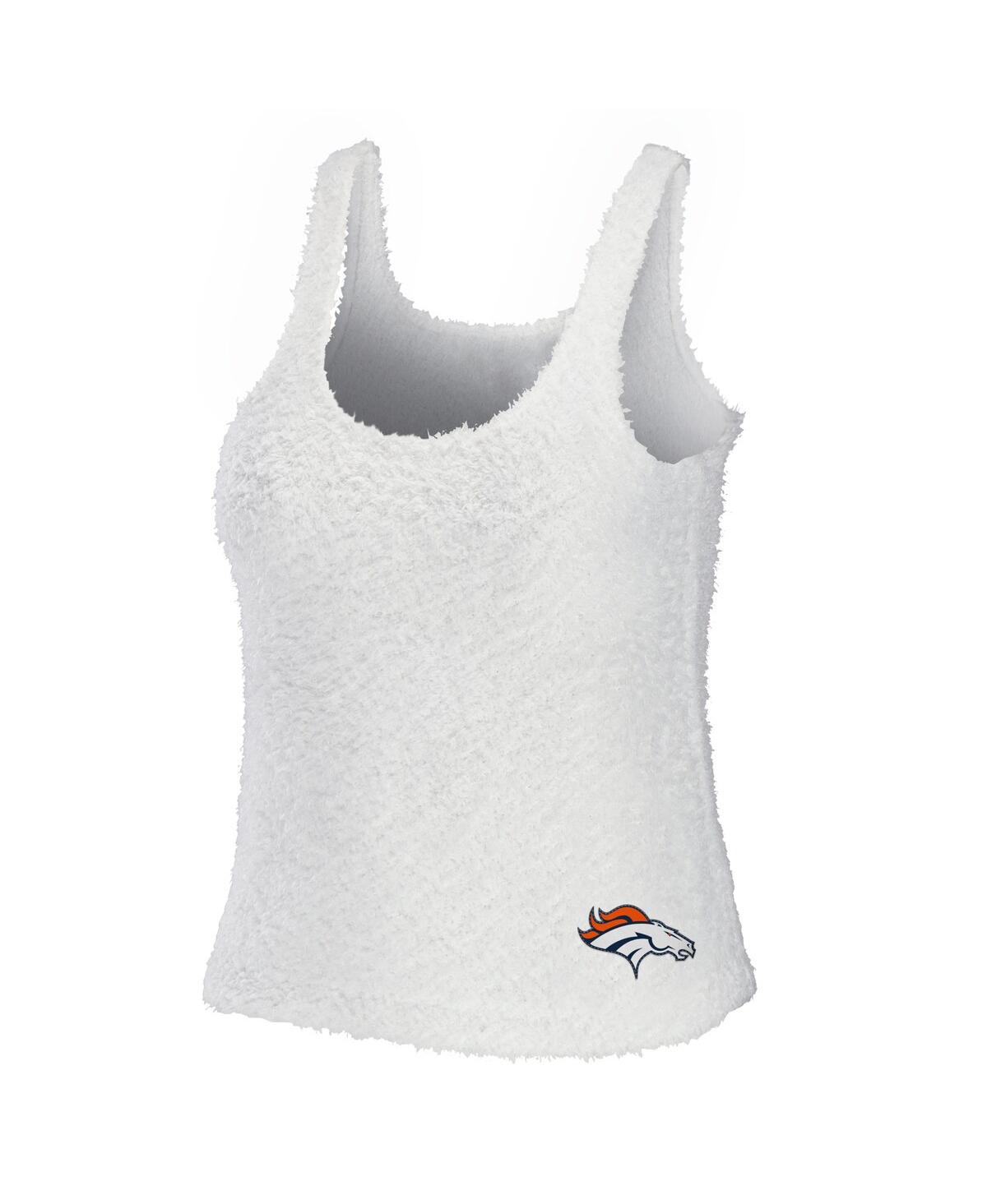 Shop Wear By Erin Andrews Women's  Cream Denver Broncos Cozy Scoop Neck Tank Top Pants Sleep Set