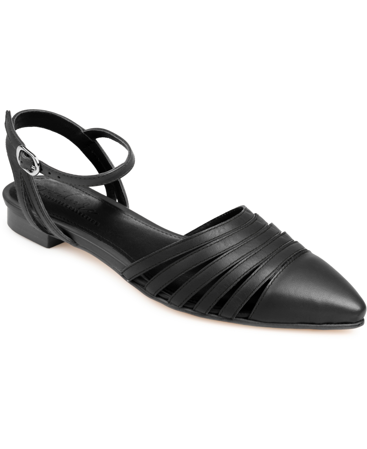 Journee Signature Dexie Strappy Pointed Toe Flat In Black