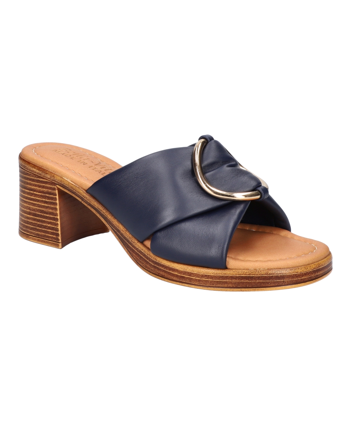 Shop Bella Vita Women's Chi-italy Block Heel Sandals In Navy Leather