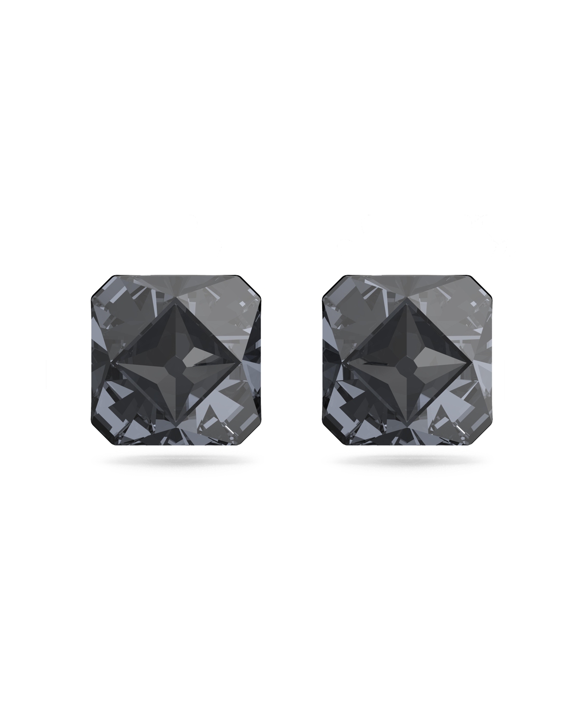 Shop Swarovski Chroma Pyramid Cut Crystals Stud Earrings In Black