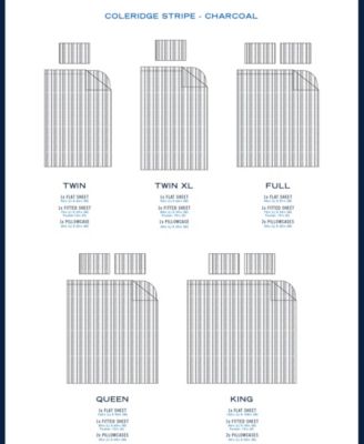 Coleridge Stripe Cotton Percale 3-Piece Sheet Set, Twin XL
