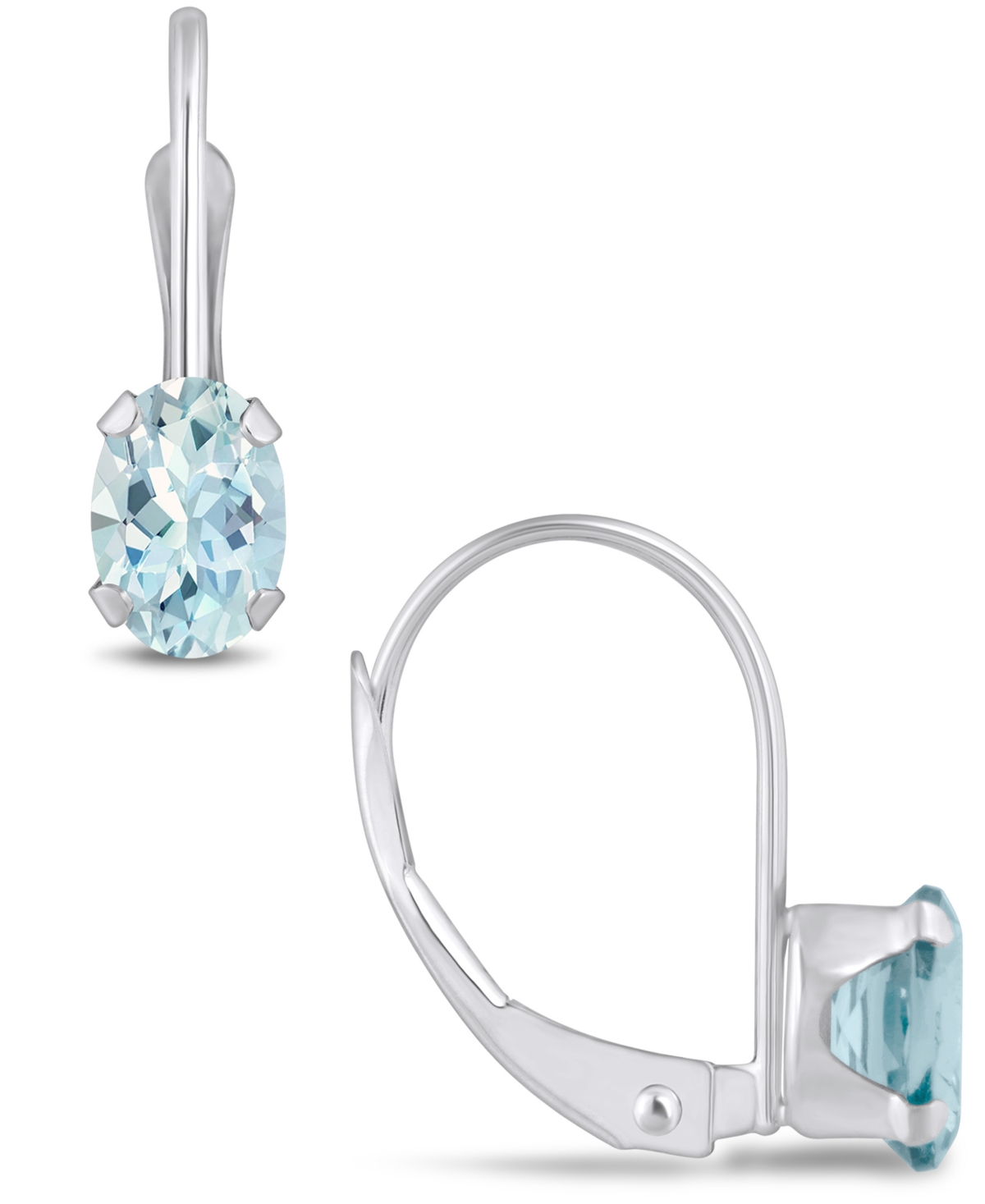 Macy's Aquamarine (9/10 Ct. T.w.) Leverback Earrings in 10K Yellow Gold or- White Gold