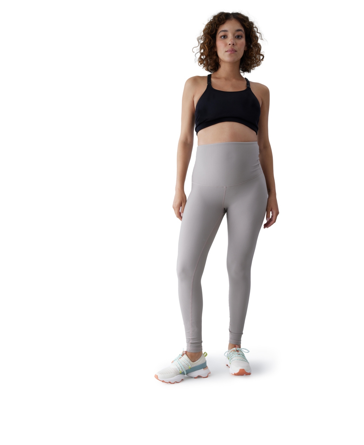 Ingrid & Isabel Ribbed Active Maternity Leggings In Putty
