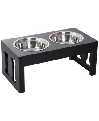 10" Elevated Raised Dog Feeder Stainless Steel Double Bowl Food Water