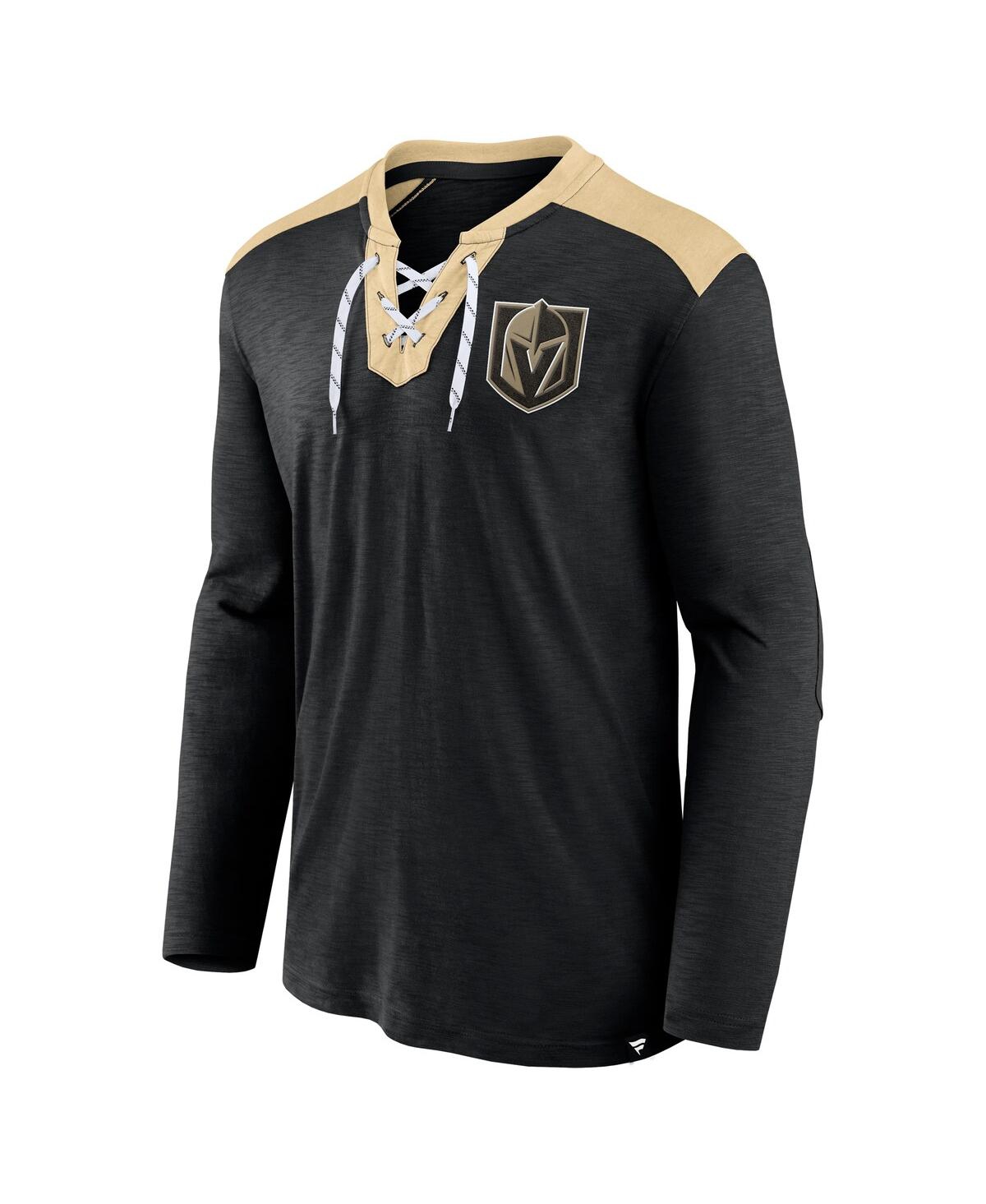 Shop Fanatics Men's  Black, Gold Vegas Golden Knights Special Edition 2.0 Long Sleeve Lace-up T-shirt In Black,gold