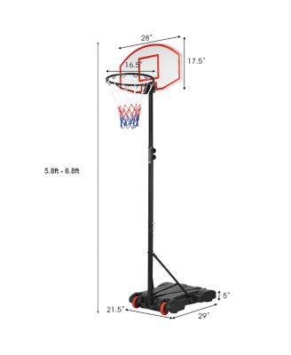 Adjustable Basketball Hoop System Stand Kid Indoor Outdoor Net Goal