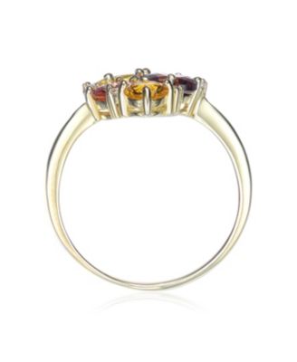 Yellow Gold Plated Multi Colored Cubic Zirconia Heart Setting Ring