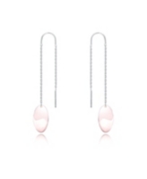 Genevive Classy Sterling Silver Oval Rose Gold Plated Metals Dangling Earrings - Rose