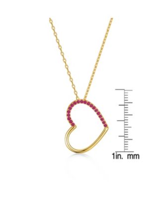 Sterling Silver 14k Gold Plated with Cubic Zirconia Heart Pendant Necklace