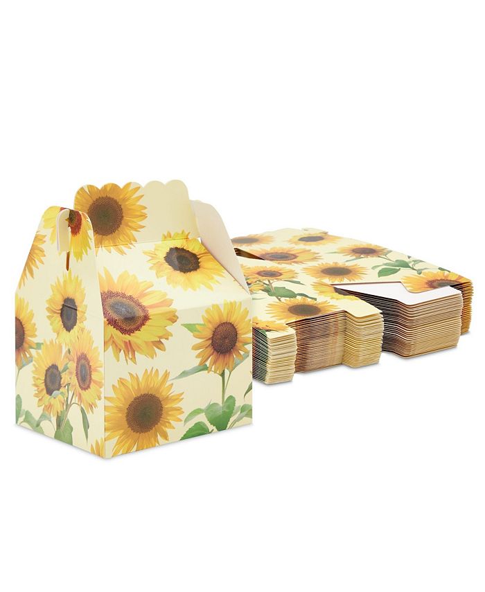 Sparkle and Bash 36 Pack Sunflower Party Favor Treat Box for Birthday