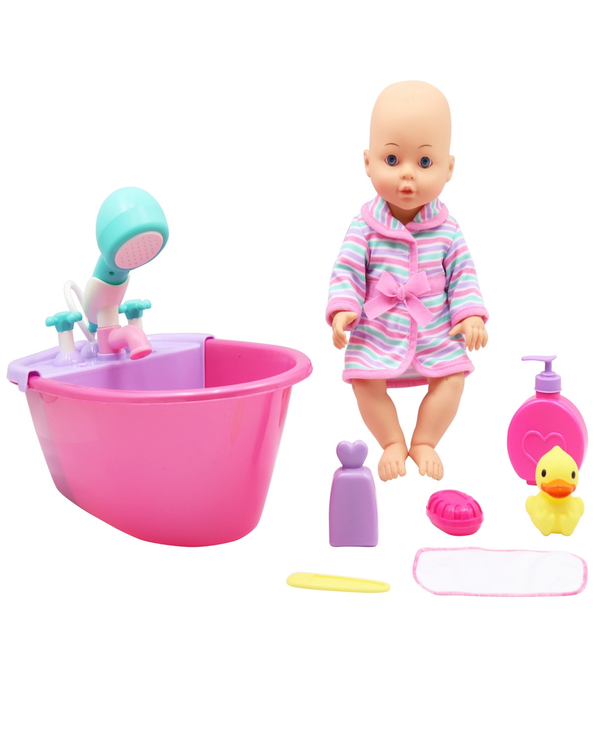 Dream Collection Bath Time Fun Set With Gi-go Baby Doll Kids 8 Piece Playset, 14" In Multi