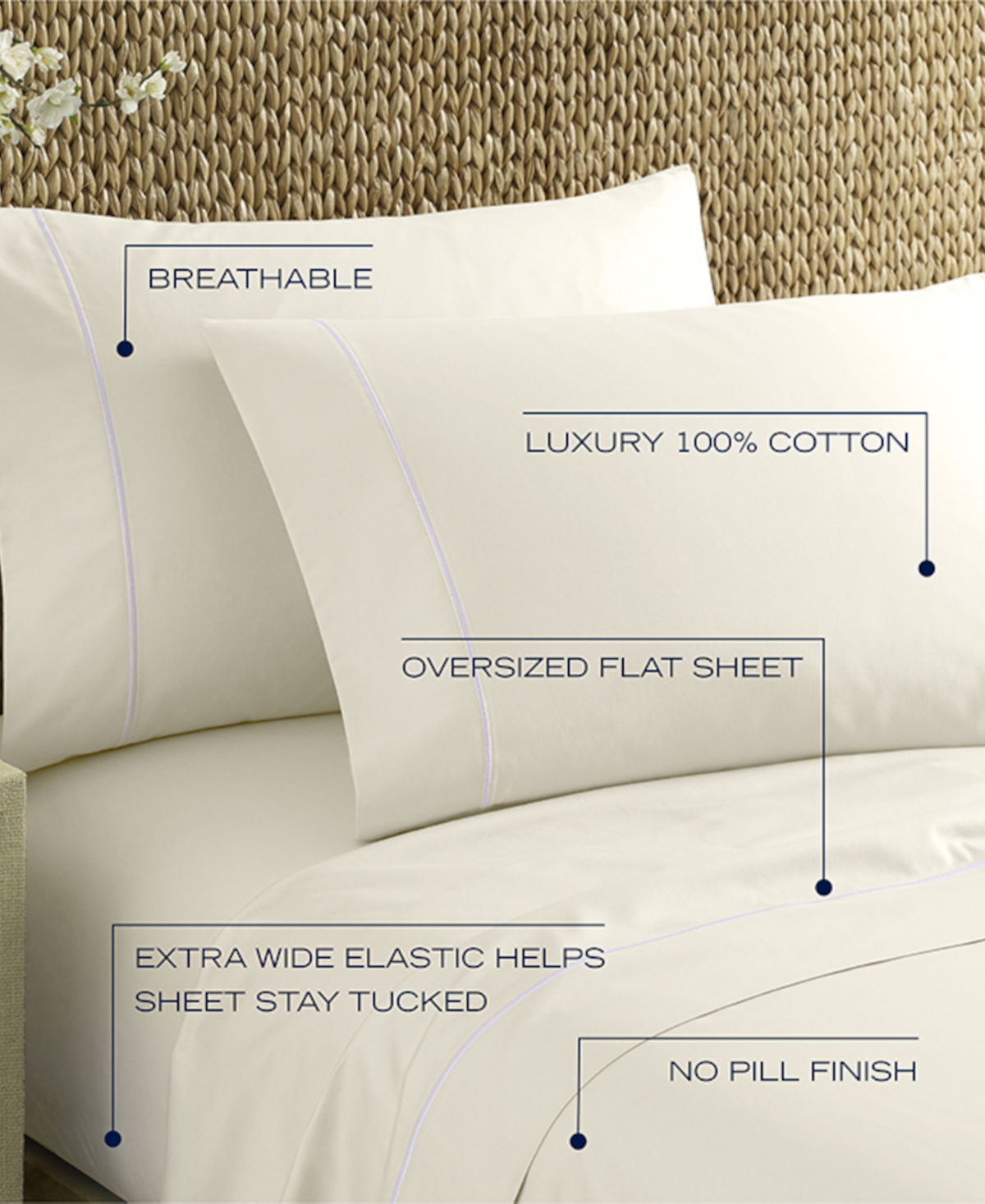 Nautica Regatta 400 Thread Count Cotton Sateen 4-Piece Sheet Set, King